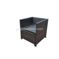 kubus rattan tenun kanthi set aluminium ruang makan